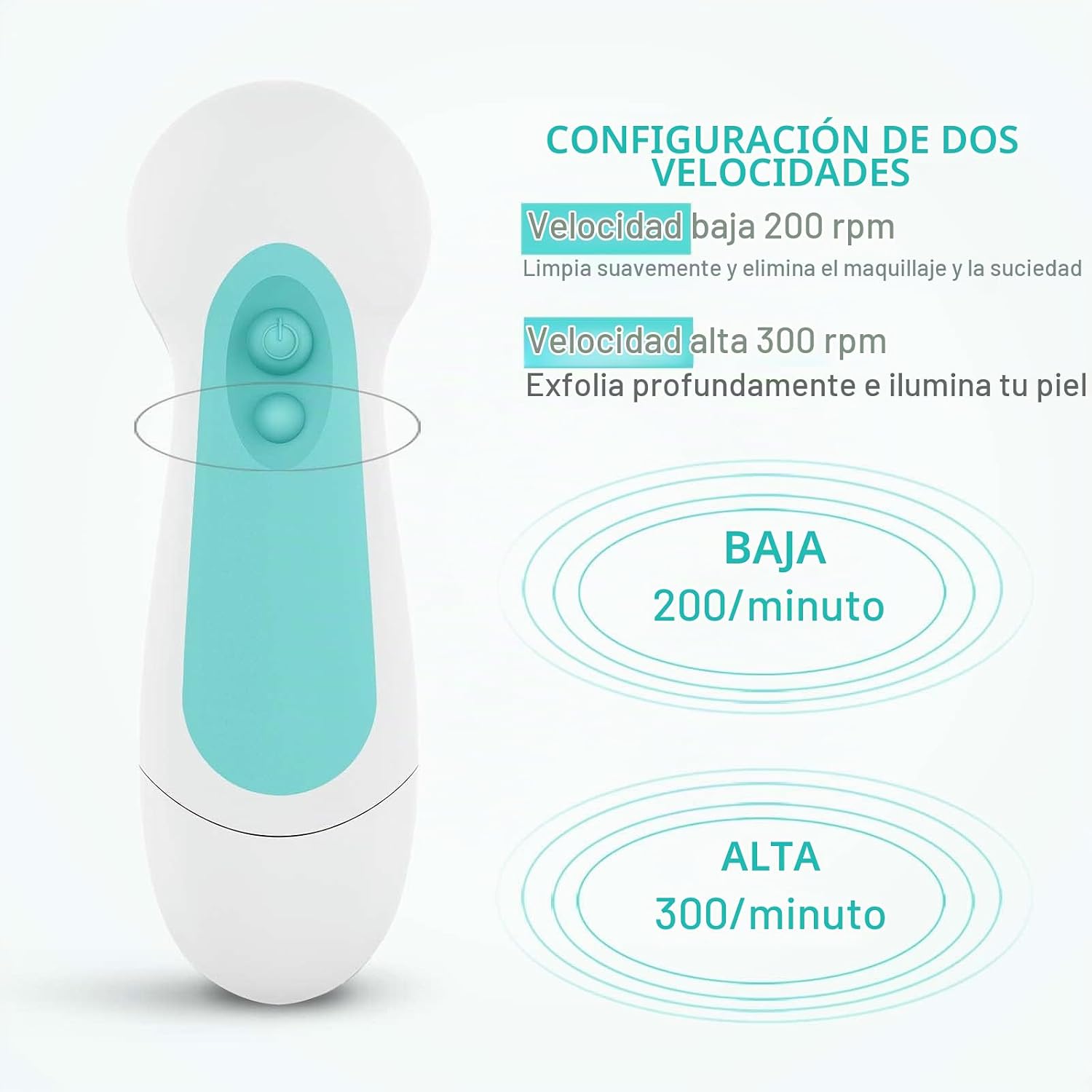 CEPILLO FACIAL ELÉCTRICO CLSEVXY CON 5 CABEZALES EXFOLIANTES WATERPROOF - 4