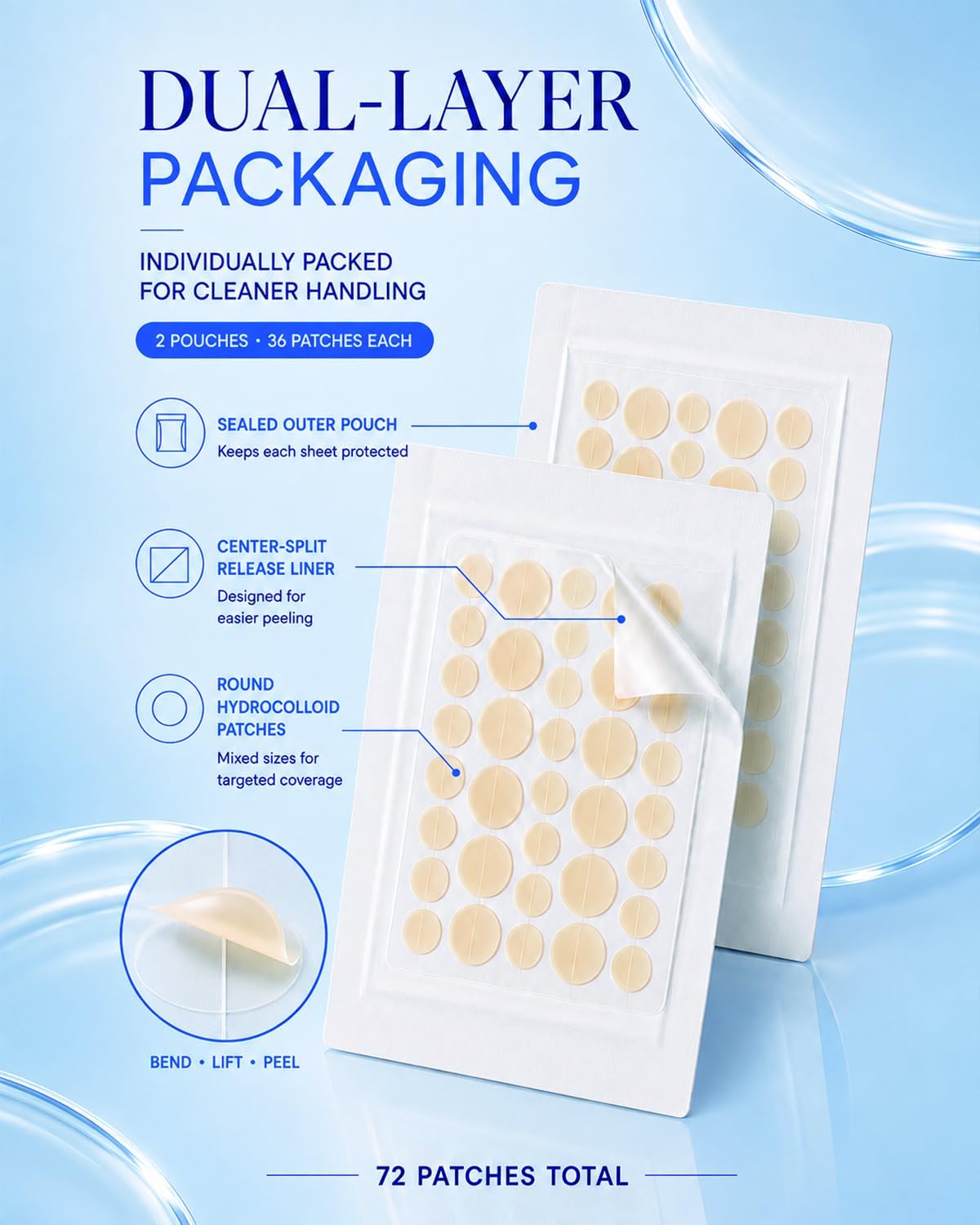 KIT DE CUIDADO FACIAL DTTIYXI CON 50 AGUJAS DESECHABLES Y 72 PARCHES HIDROCOLOIDES - 2