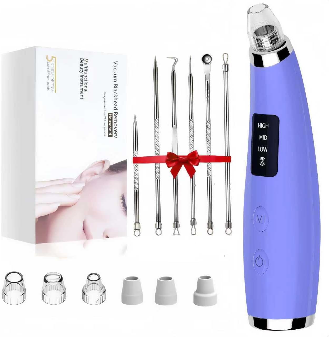 EXTRACTOR DE PUNTOS NEGROS MILEY CON 3 NIVELES DE SUCCIÓN Y 6 SONDAS INTERCAMBIABLES MORADO - 1