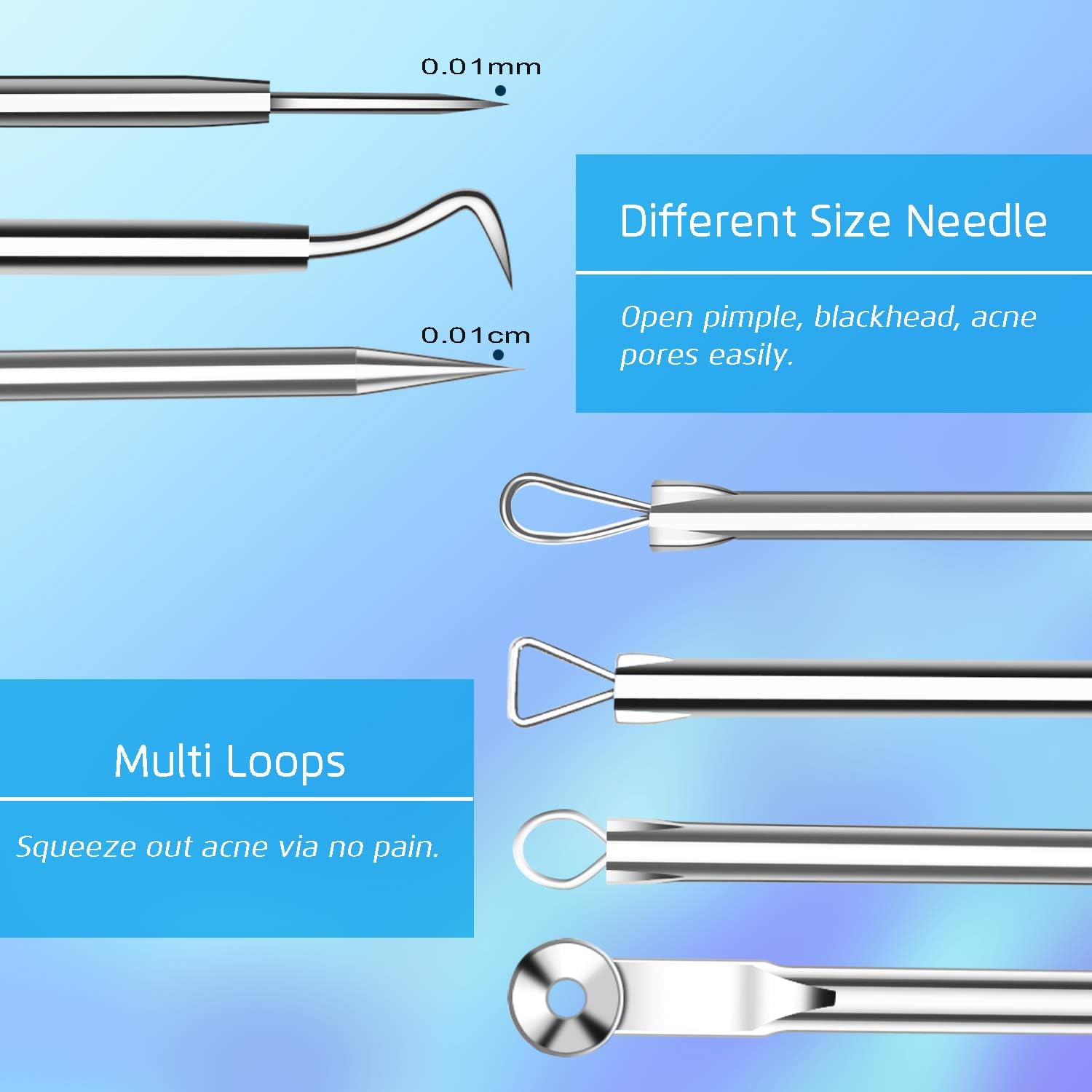 KIT EXTRACTOR DE PUNTOS NEGROS UWOIST 5 PIEZAS ACERO INOXIDABLE CON PINZAS - 5