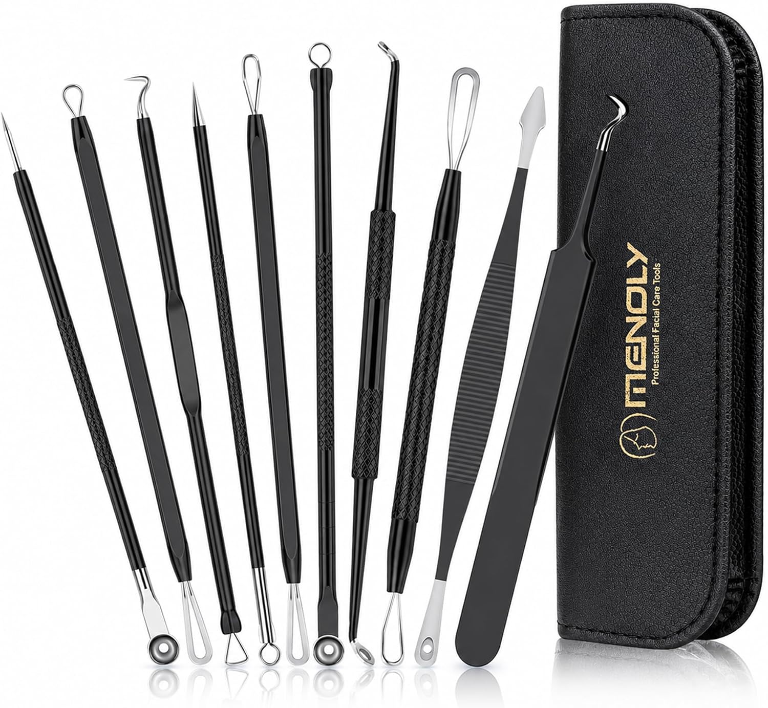 KIT DE HERRAMIENTAS PARA ESPINILLAS MENOLY 10 PIEZAS CON ESTUCHE DE CUERO - 1
