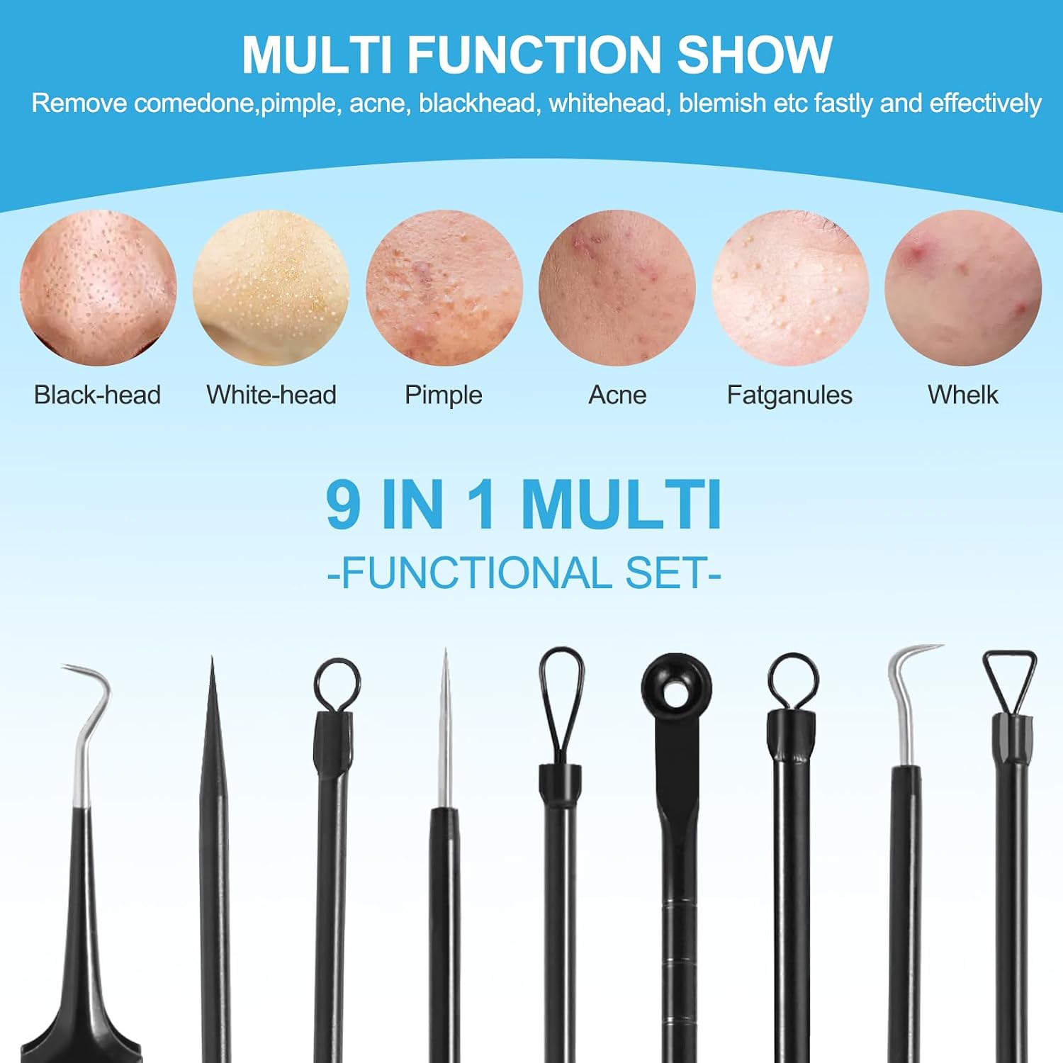 KIT EXTRACTOR DE PUNTOS NEGROS UWOIST 9 PUNTAS CON ESTUCHE PORTÁTIL - 5