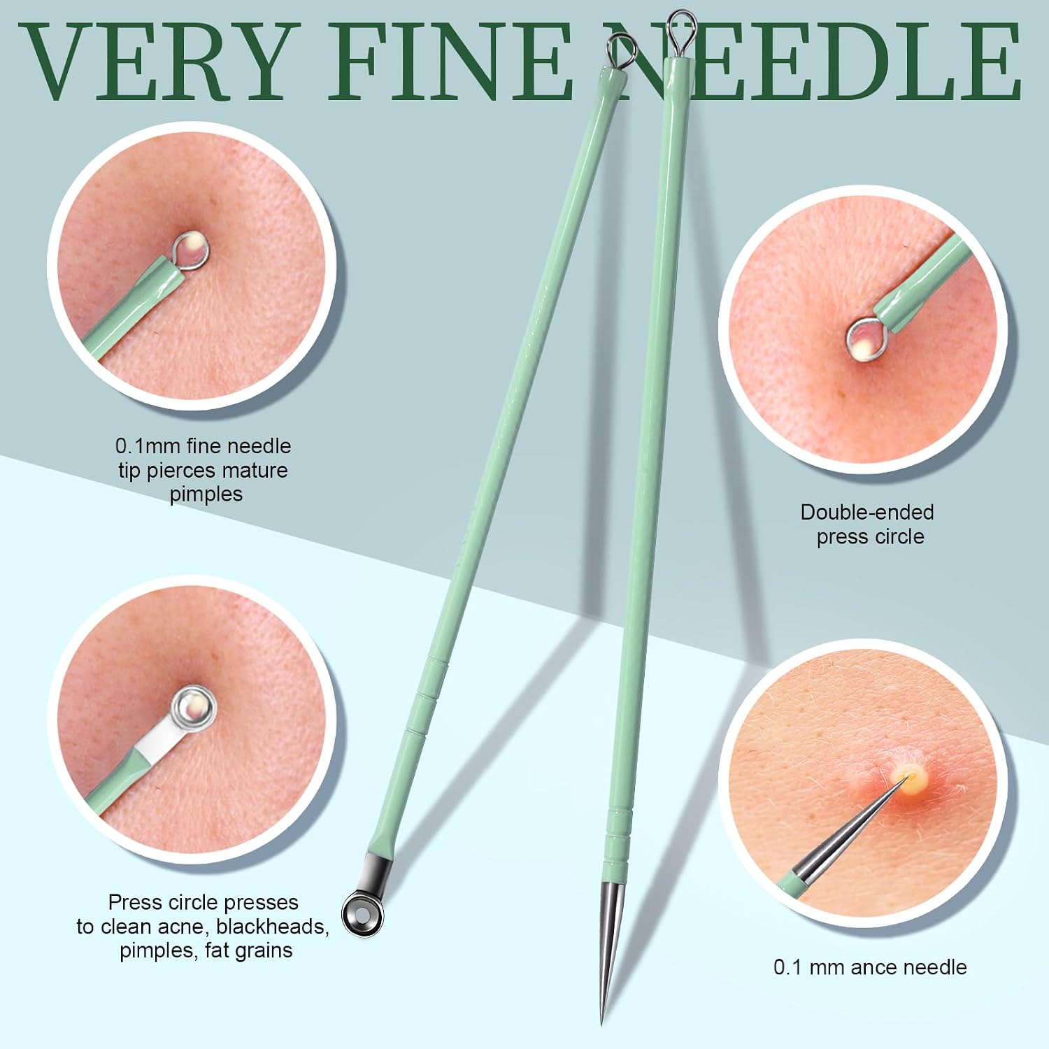 KIT DE 7 HERRAMIENTAS PARA EXTRACCIÓN DE PUNTOS NEGROS TEENITOR VERDE CLARO - 5
