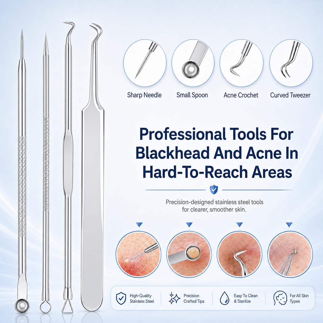 KIT DE HERRAMIENTAS PARA ESPINILLAS MENOLY 10 PIEZAS CON ESTUCHE DE CUERO NEGRO - 4