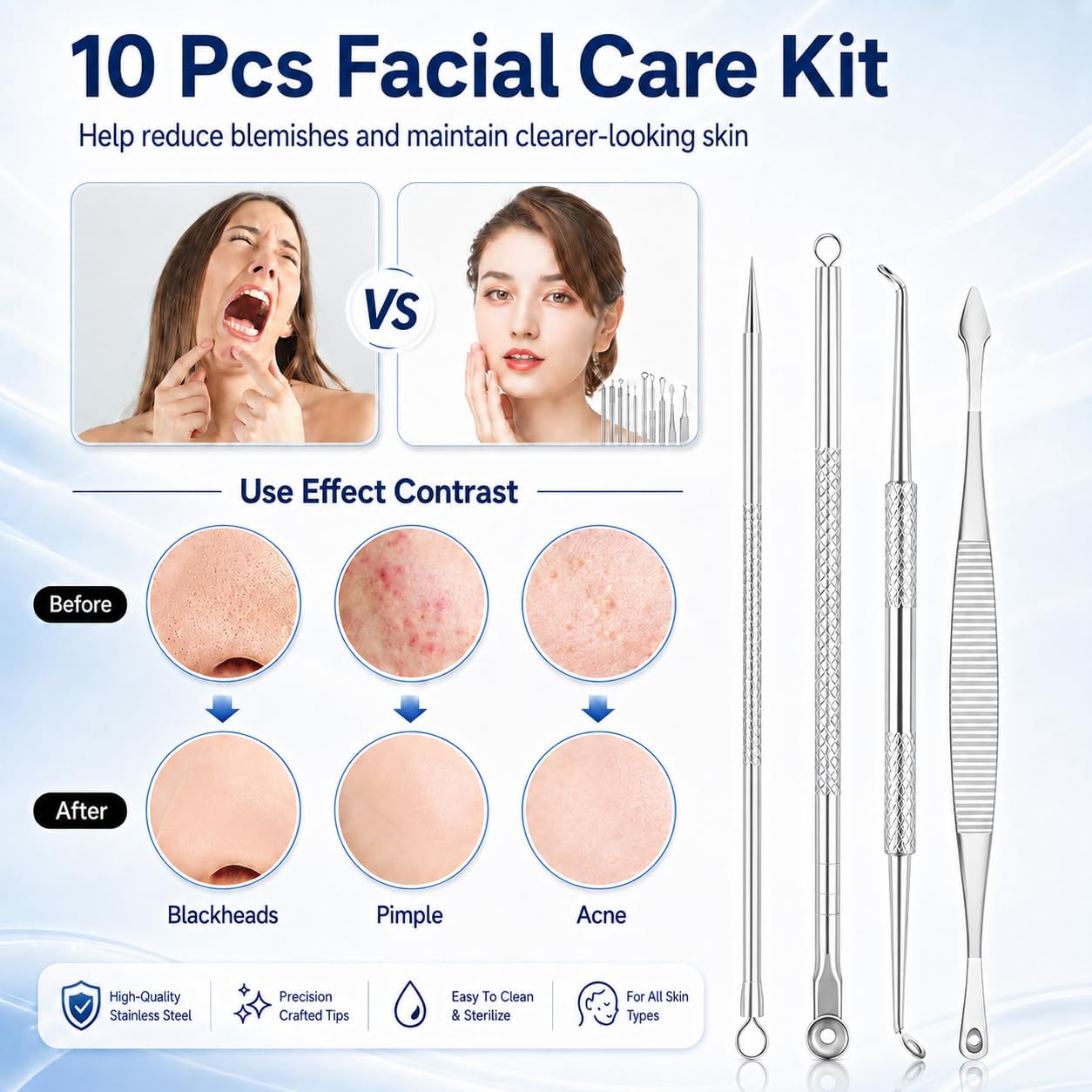 KIT DE HERRAMIENTAS PARA ESPINILLAS MENOLY 10 PIEZAS CON ESTUCHE DE CUERO NEGRO - 5
