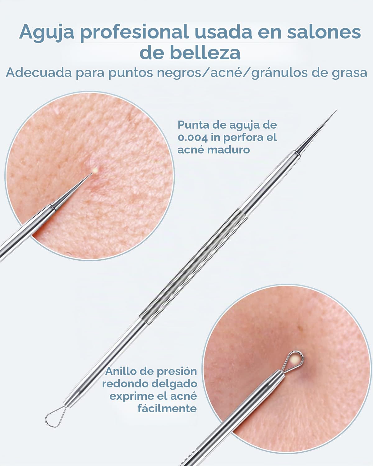 EXTRACTOR DE PUNTOS NEGROS TAYTHI KIT 5 PIEZAS ACERO INOXIDABLE NEGRO - 4