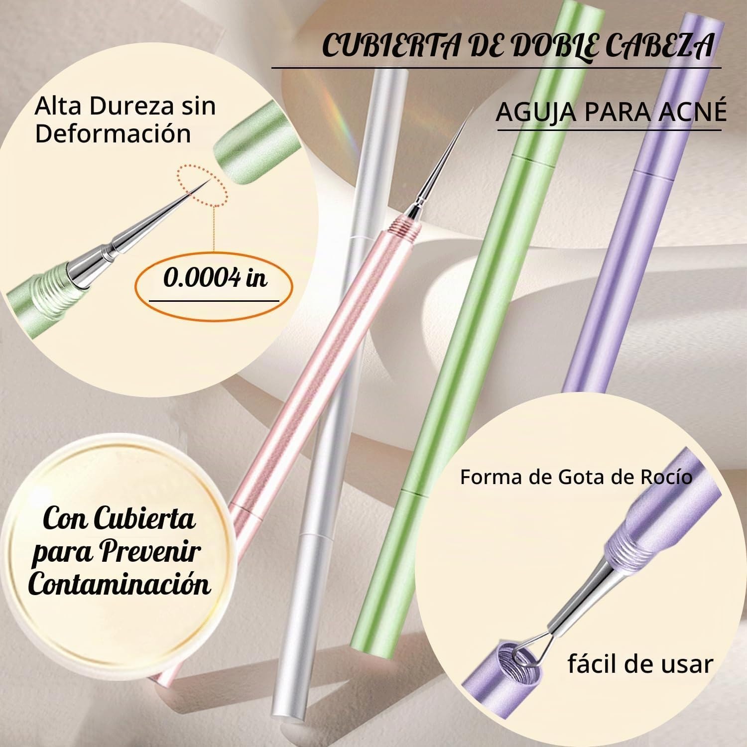 EXTRACTOR DE ACNÉ PROFESIONAL SESTBALL 2 EN 1 ACERO INOXIDABLE ROSA - 2