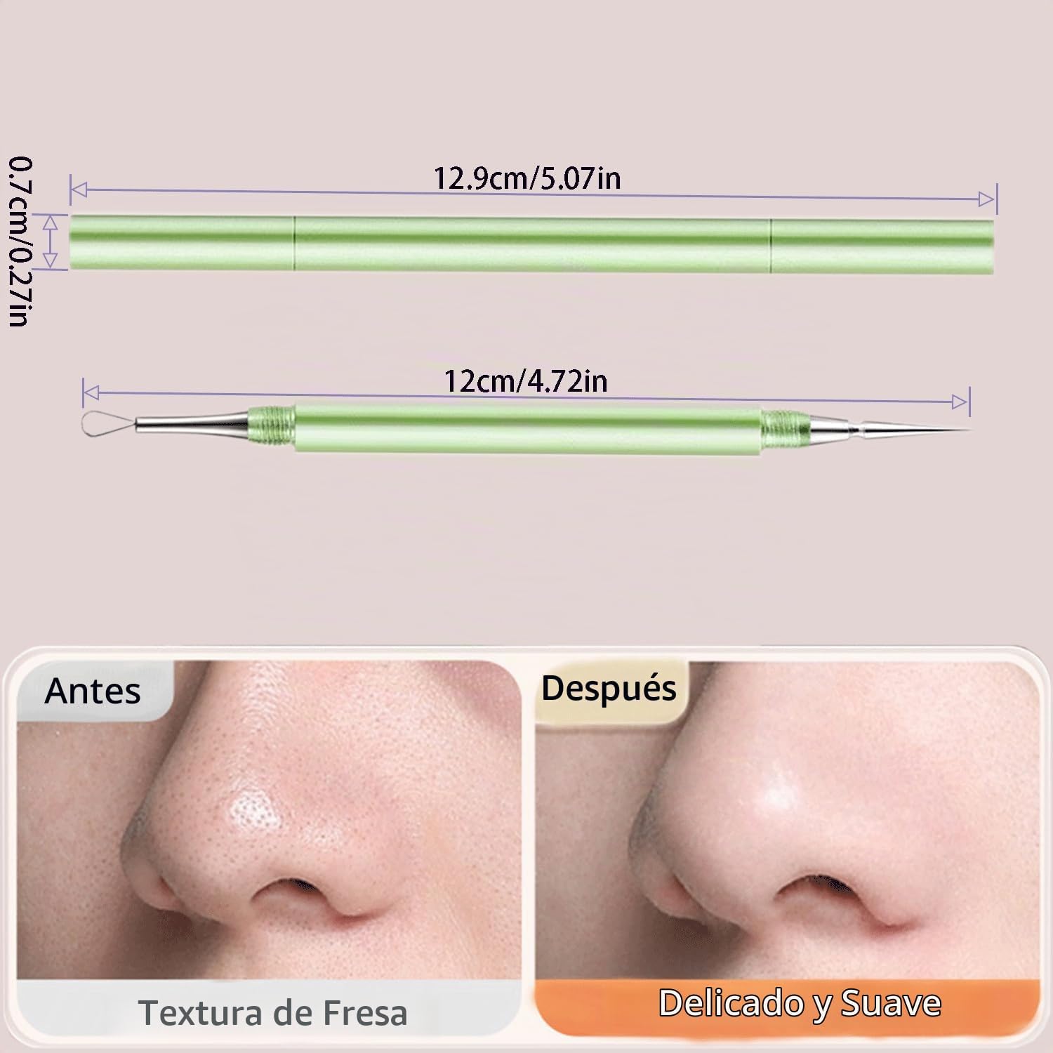 EXTRACTOR DE ACNÉ PROFESIONAL SESTBALL 2 EN 1 ACERO INOXIDABLE ROSA - 5