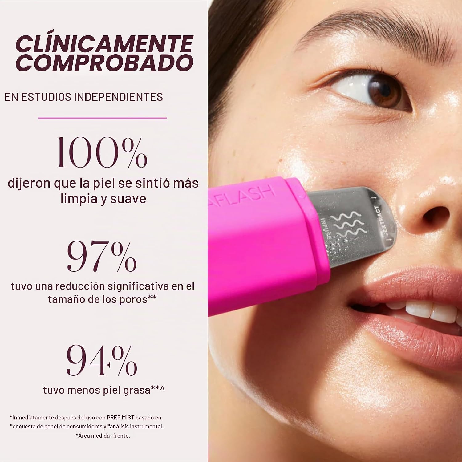 DISPOSITIVO PARA CUIDADO FACIAL DERMAFLASH DERMAPORE+ ULTRASONIDO 2 EN 1 ROSA POP - 4