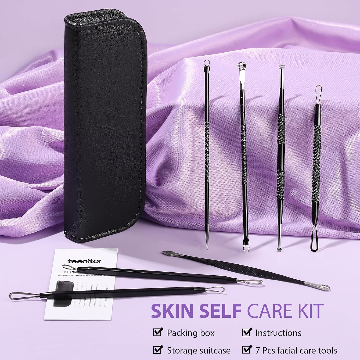 KIT DE HERRAMIENTAS PARA ELIMINAR PUNTOS NEGROS TEENITOR 7 EN 1 ACERO INOXIDABLE - 4