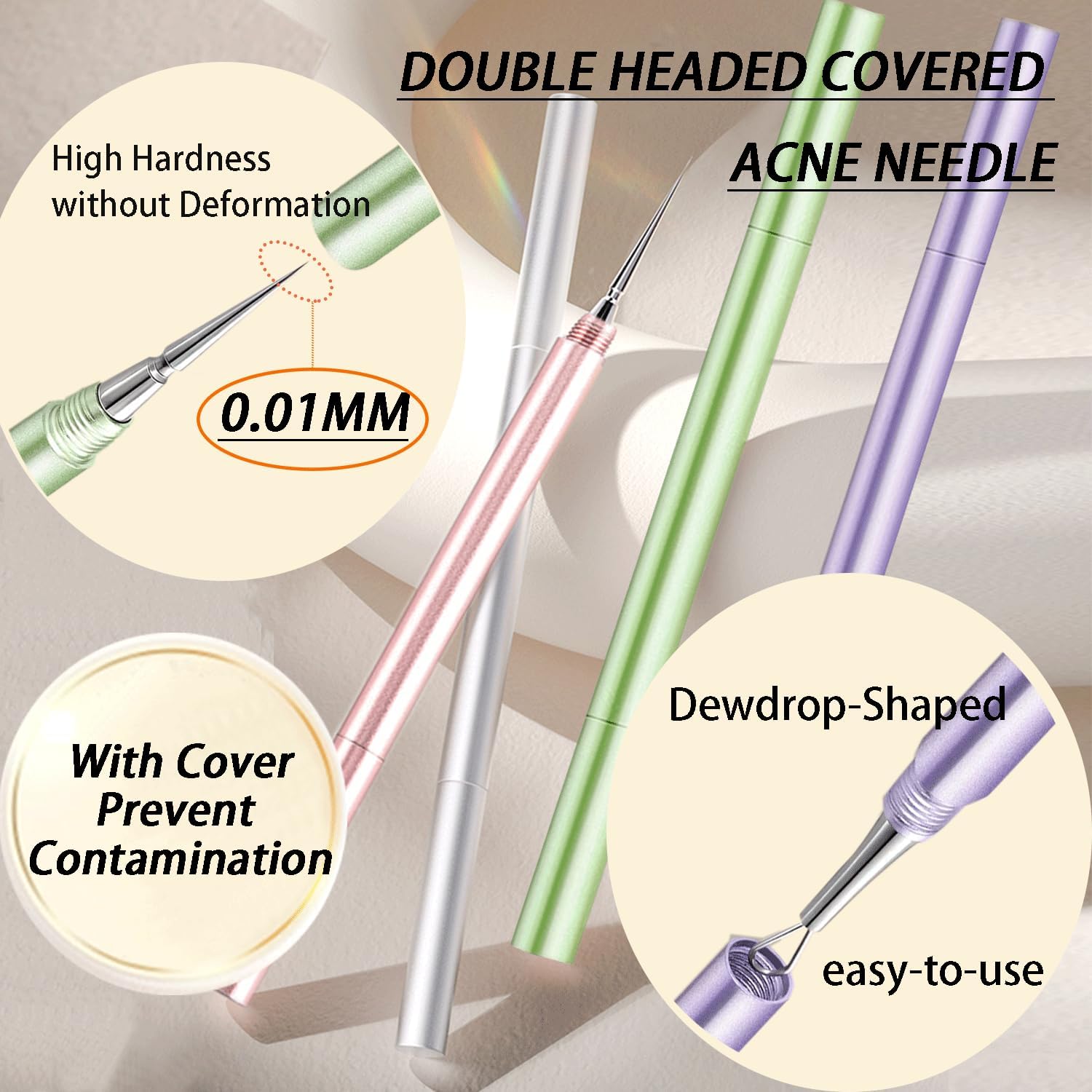 EXTRACTOR DE ACNÉ PROFESIONAL SESTBALL 2 EN 1 ACERO INOXIDABLE MORADO - 2