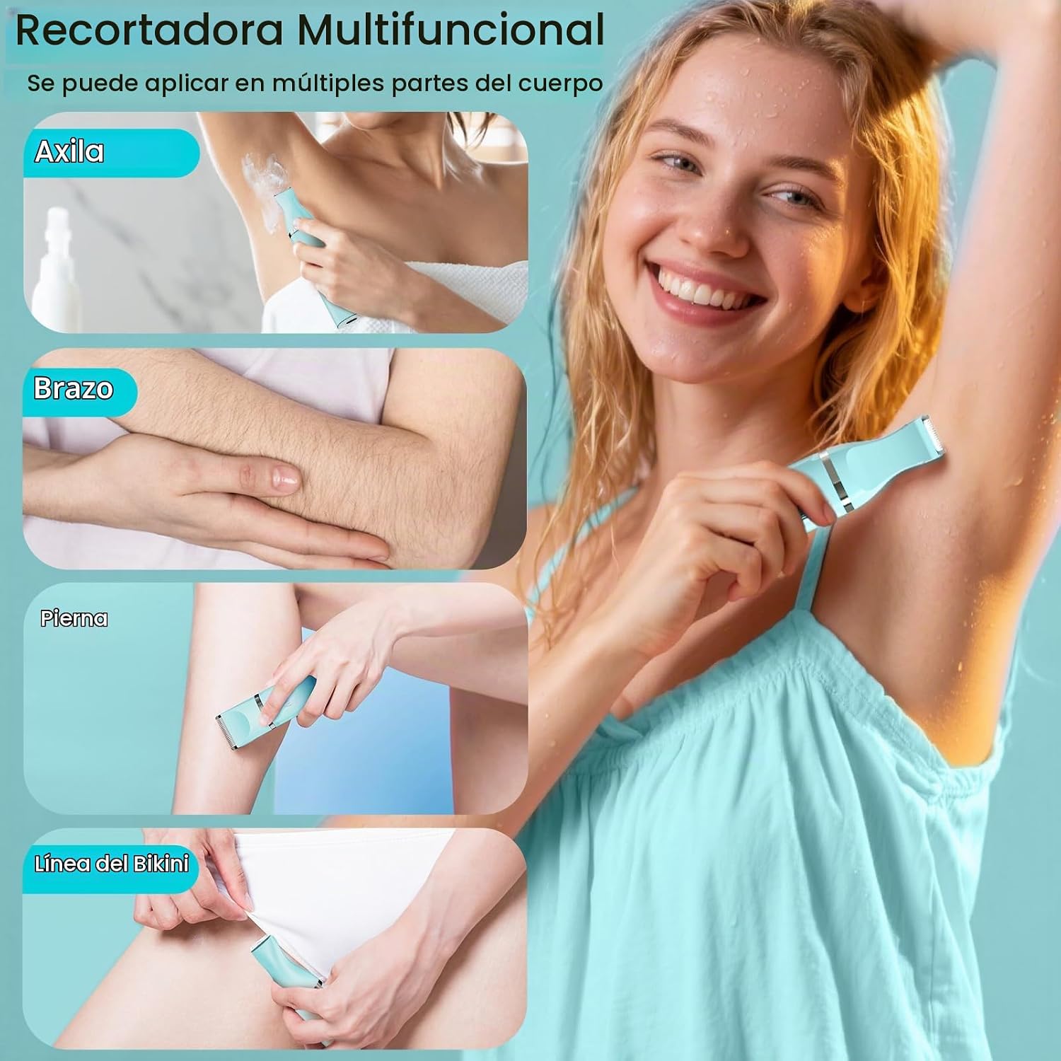 MÁQUINA PARA AFEITAR AIBRIT PRO BIKINI ELÉCTRICA 2 EN 1 AZUL - 2