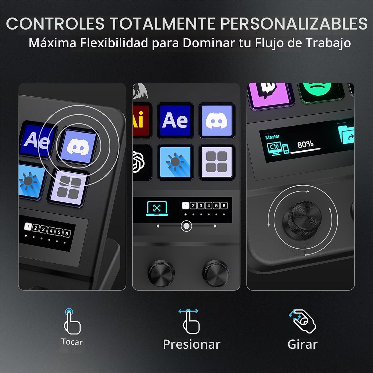 CONTROLADOR DE STREAMING REDRAGON SS552 CON 14 TECLAS PROGRAMABLES Y PANTALLA LCD - 2
