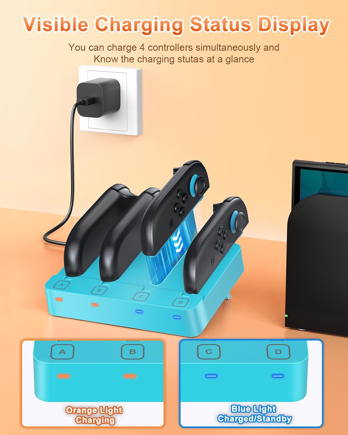 BASE CARGADORA PARA CONTROLES FYOUNG SWITCH 2/1 COMPATIBLE JOYCON - 3