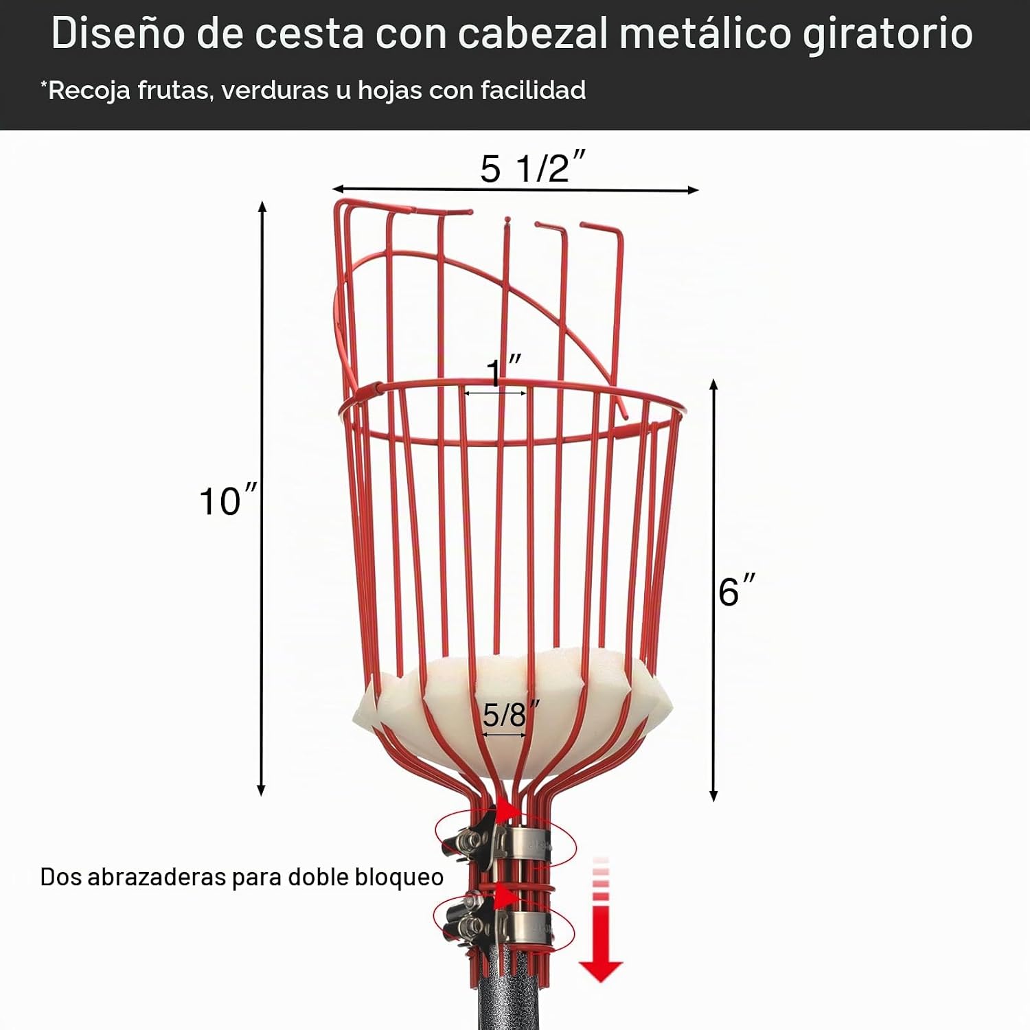 PÉRTIGA PARA COSECHA DONSAIL CON CANASTA TELESCÓPICA NARANJA CÍTRICO 35-150 PULGADAS - 2
