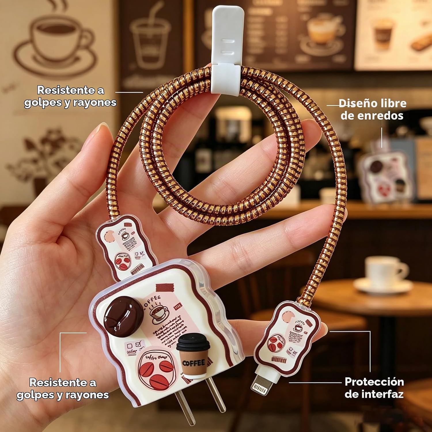 PROTECTOR PARA CARGADOR FARVEWRY COMPATIBLE CON IPHONE 20W USB-C COFFEE BREAD - 2