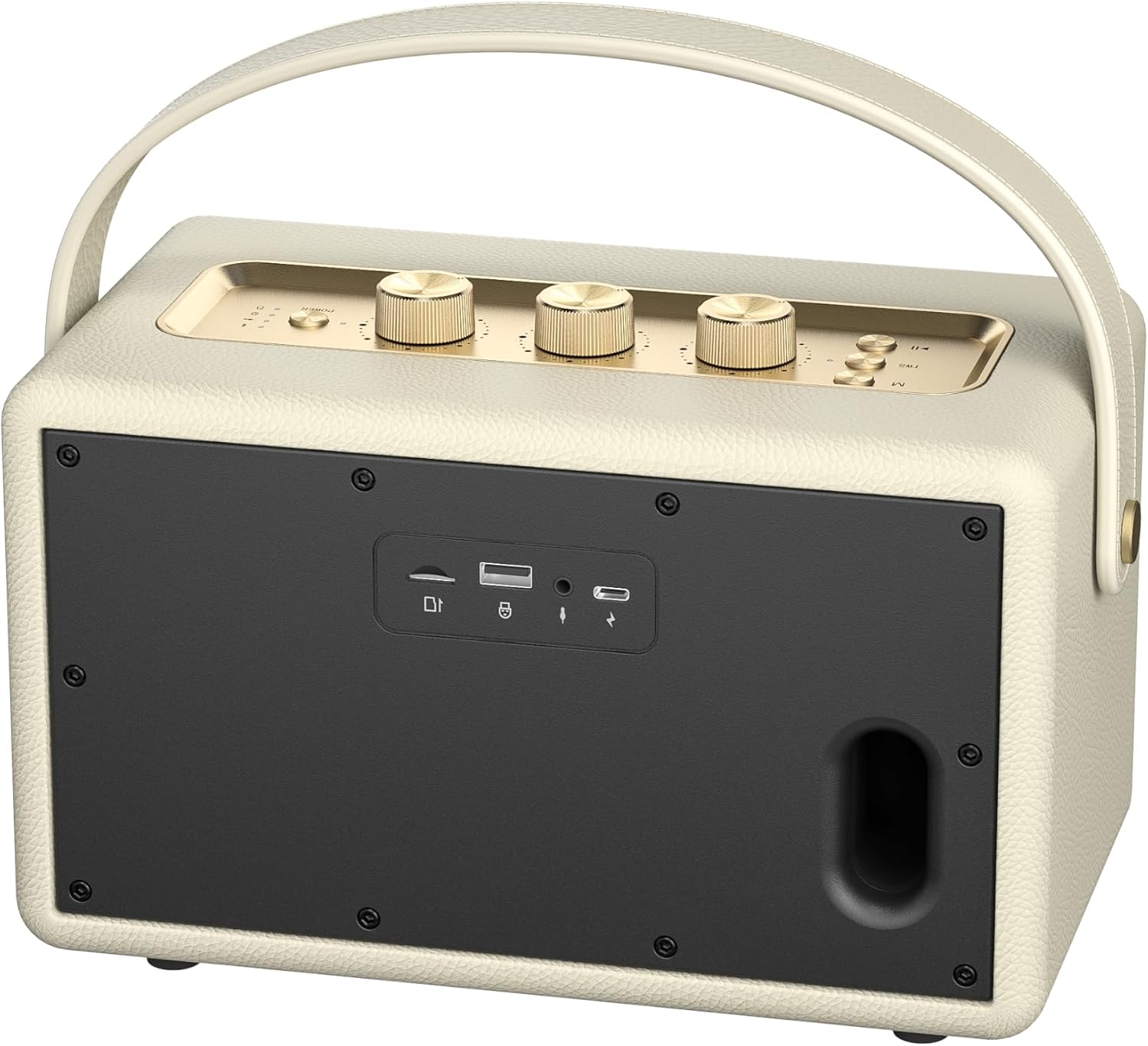 PARLANTE PORTÁTIL MLOVE A200 BLUETOOTH RETRO BLANCO CON CORREA - 3