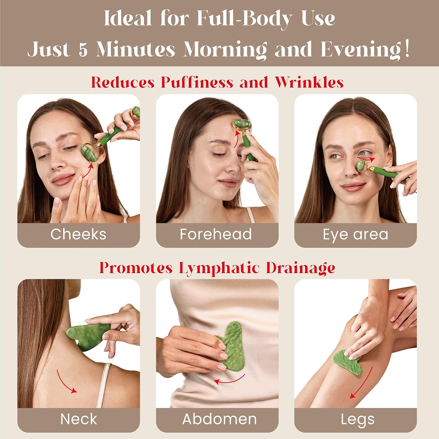 SET DE GUA SHA Y RODILLO FACIAL RENA CHRIS JADE VERDE - 4