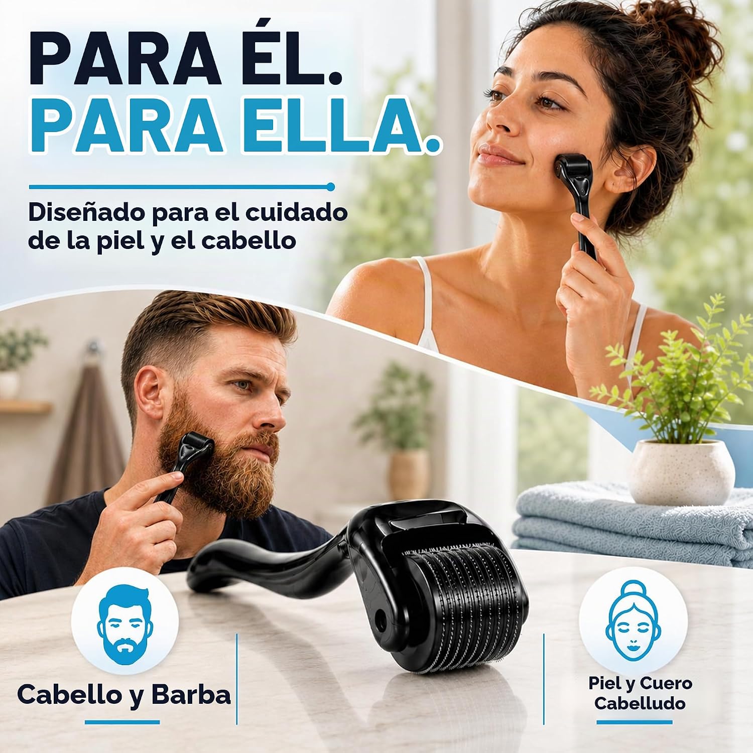 RODILLO DERMA PARA BARBA Y CABELLO TILCARE 0.25MM TITANIO - 2