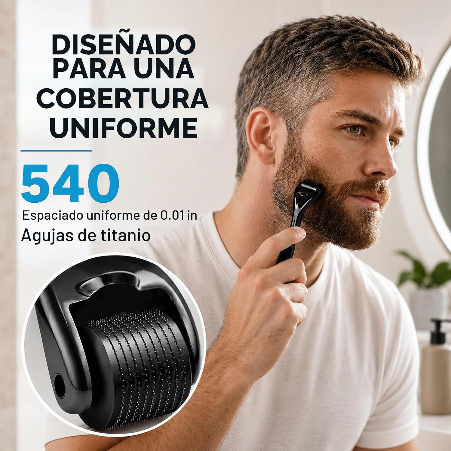 RODILLO DERMA PARA BARBA Y CABELLO TILCARE 0.25MM TITANIO - 3