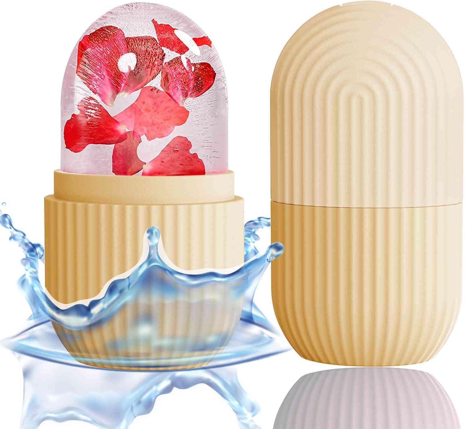 RODILLO FACIAL DE HIELO XHJRI BEIGE PARA MASAJE Y CUIDADO DE PIEL - 1