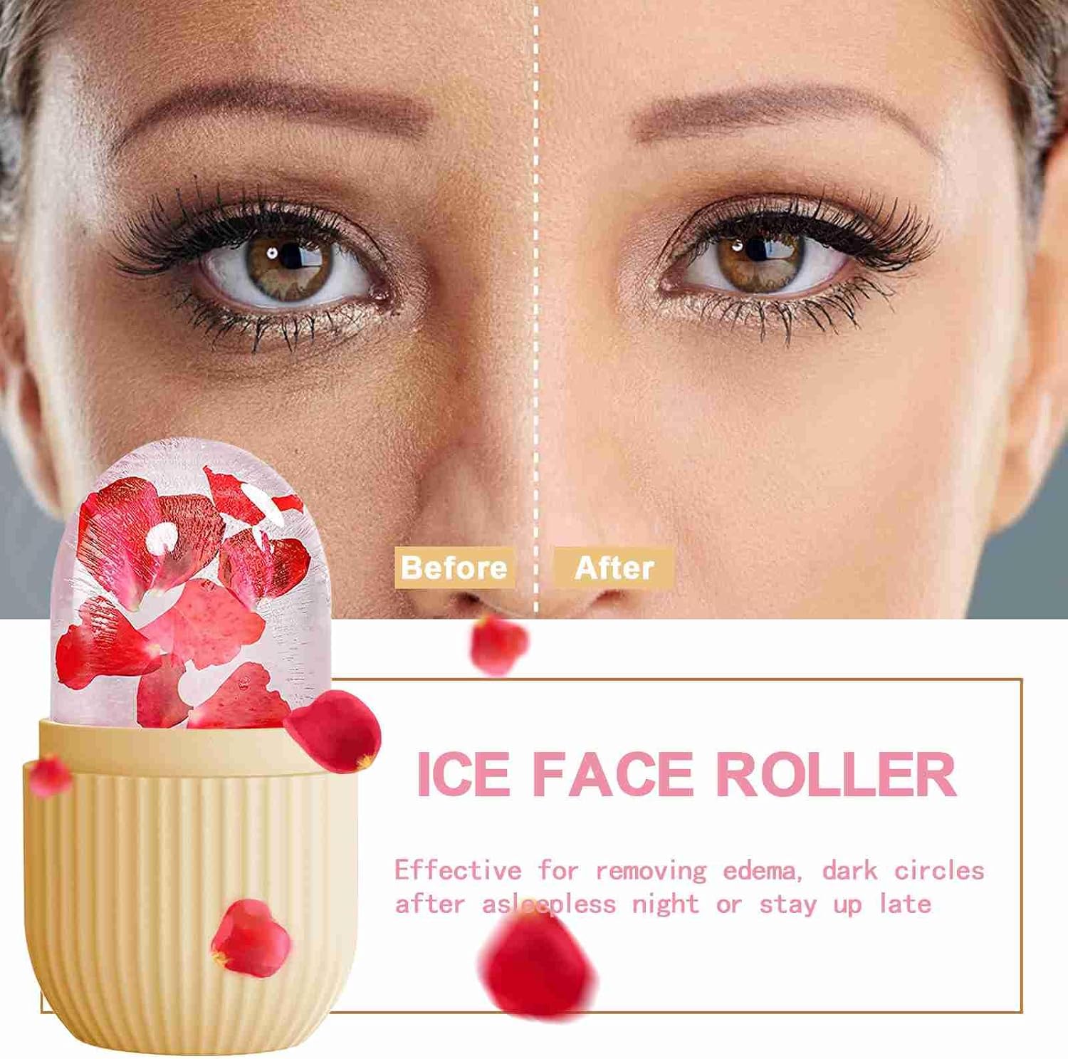 RODILLO FACIAL DE HIELO XHJRI BEIGE PARA MASAJE Y CUIDADO DE PIEL - 2