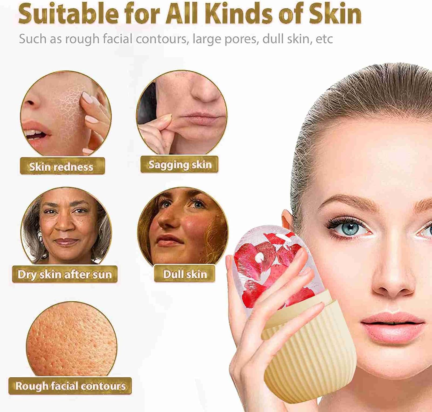 RODILLO FACIAL DE HIELO XHJRI BEIGE PARA MASAJE Y CUIDADO DE PIEL - 4