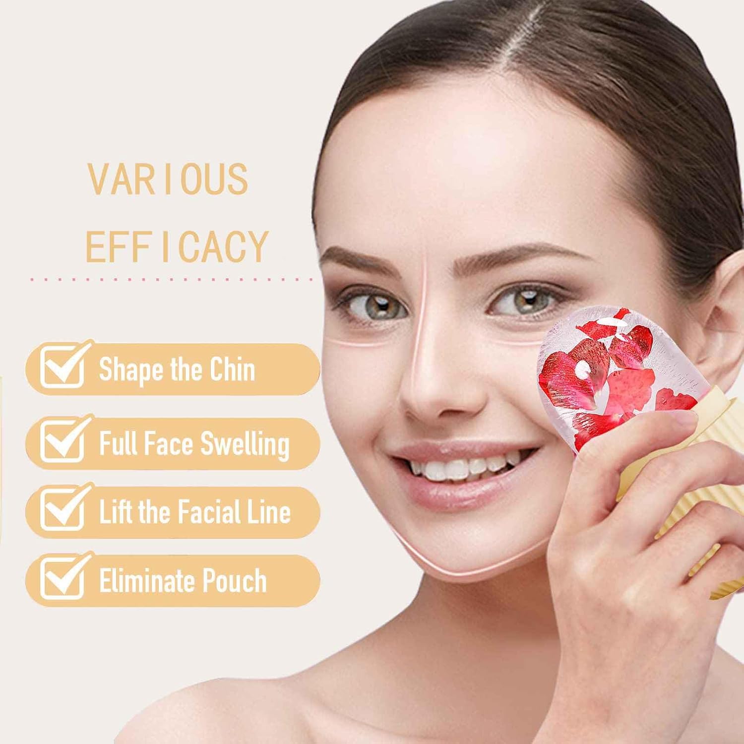 RODILLO FACIAL DE HIELO XHJRI BEIGE PARA MASAJE Y CUIDADO DE PIEL - 5
