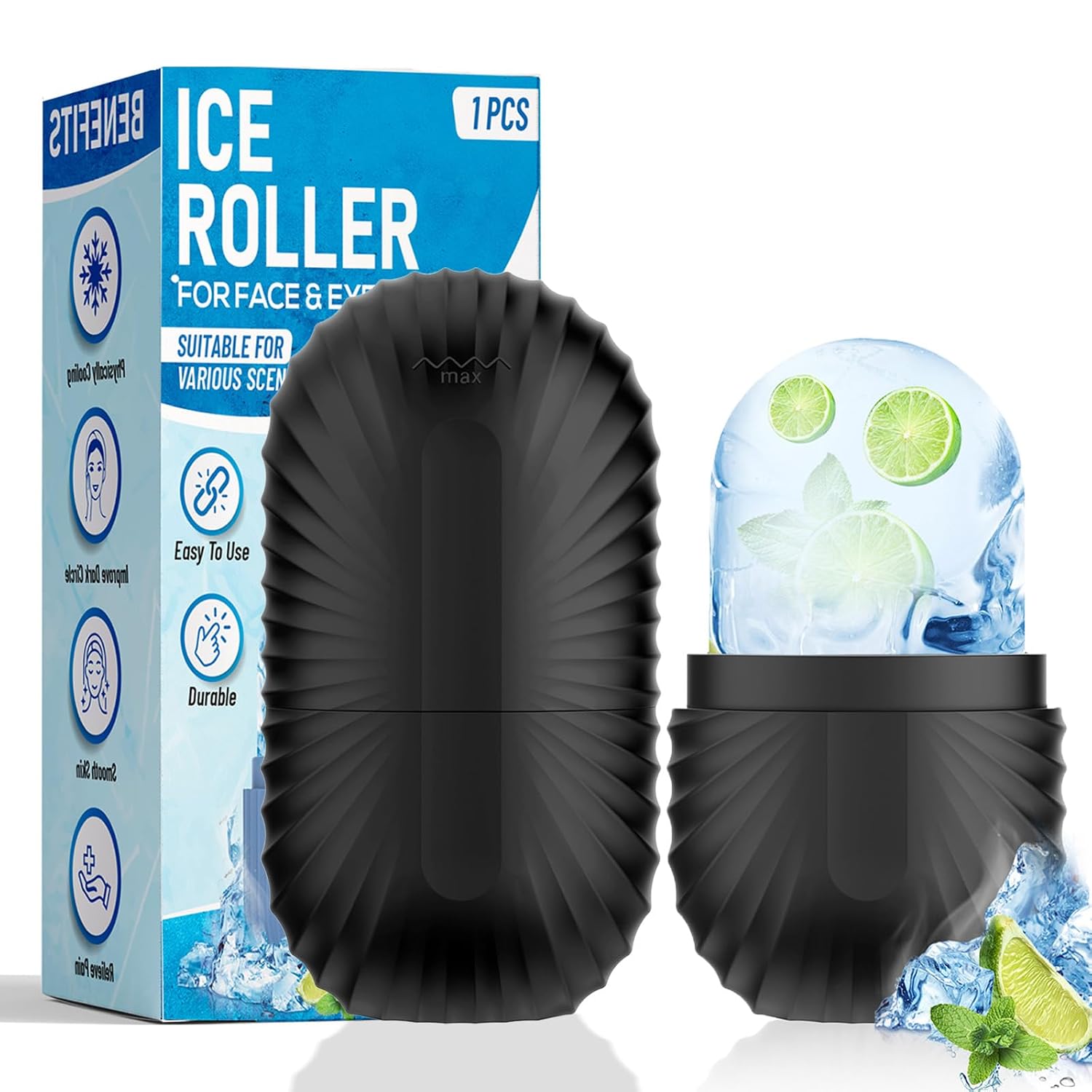 RODILLO DE HIELO PARA ROSTRO Y OJOS ZPU NEGRO - 1