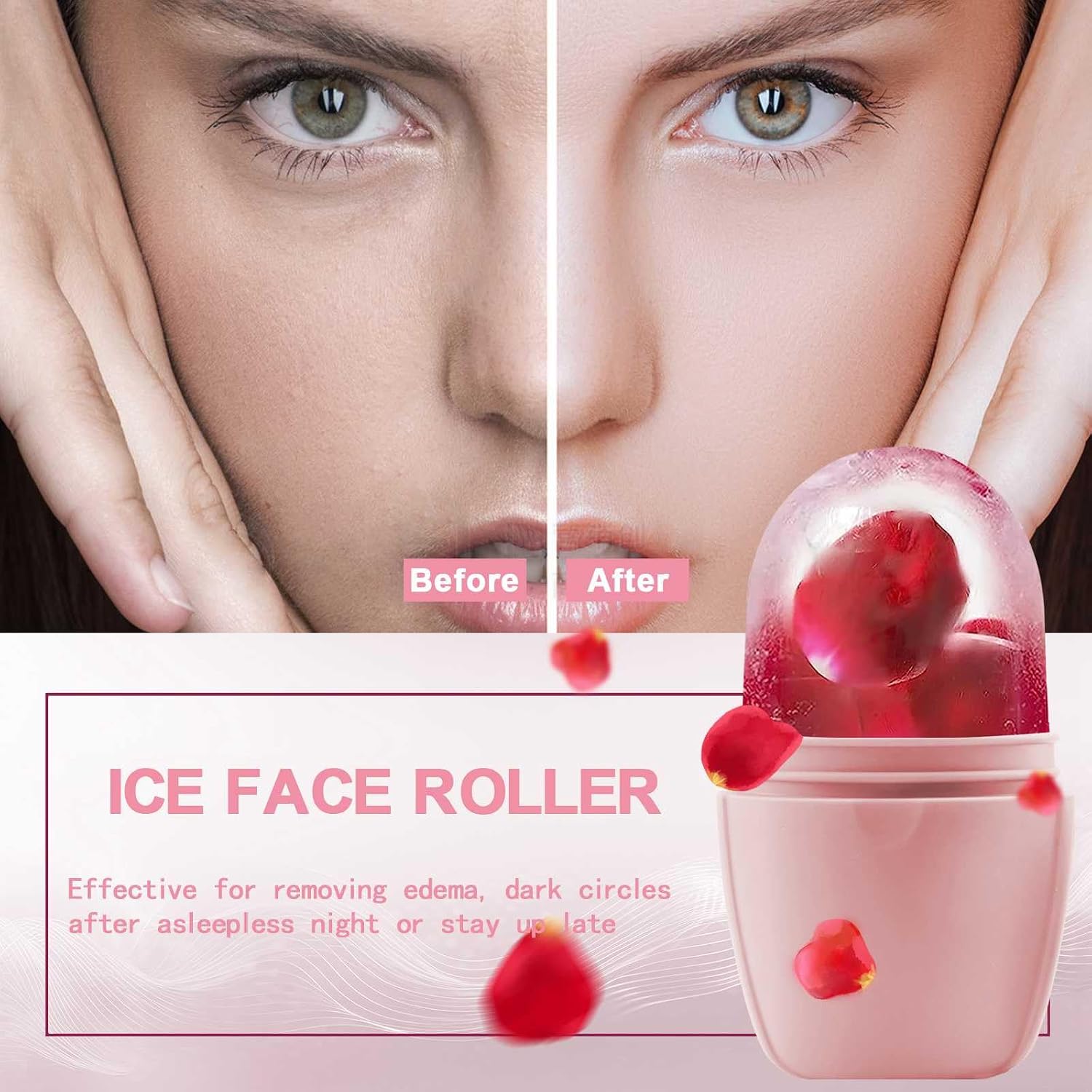 RODILLO DE HIELO PARA ROSTRO XHJRI ROSA Y BLANCO - 2