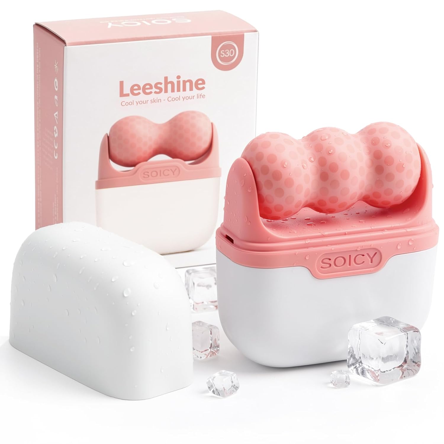 RODILLO FACIAL LEESHINE ICE ROLLER SET 2 PIEZAS CON ESTUCHE ROSA - 1