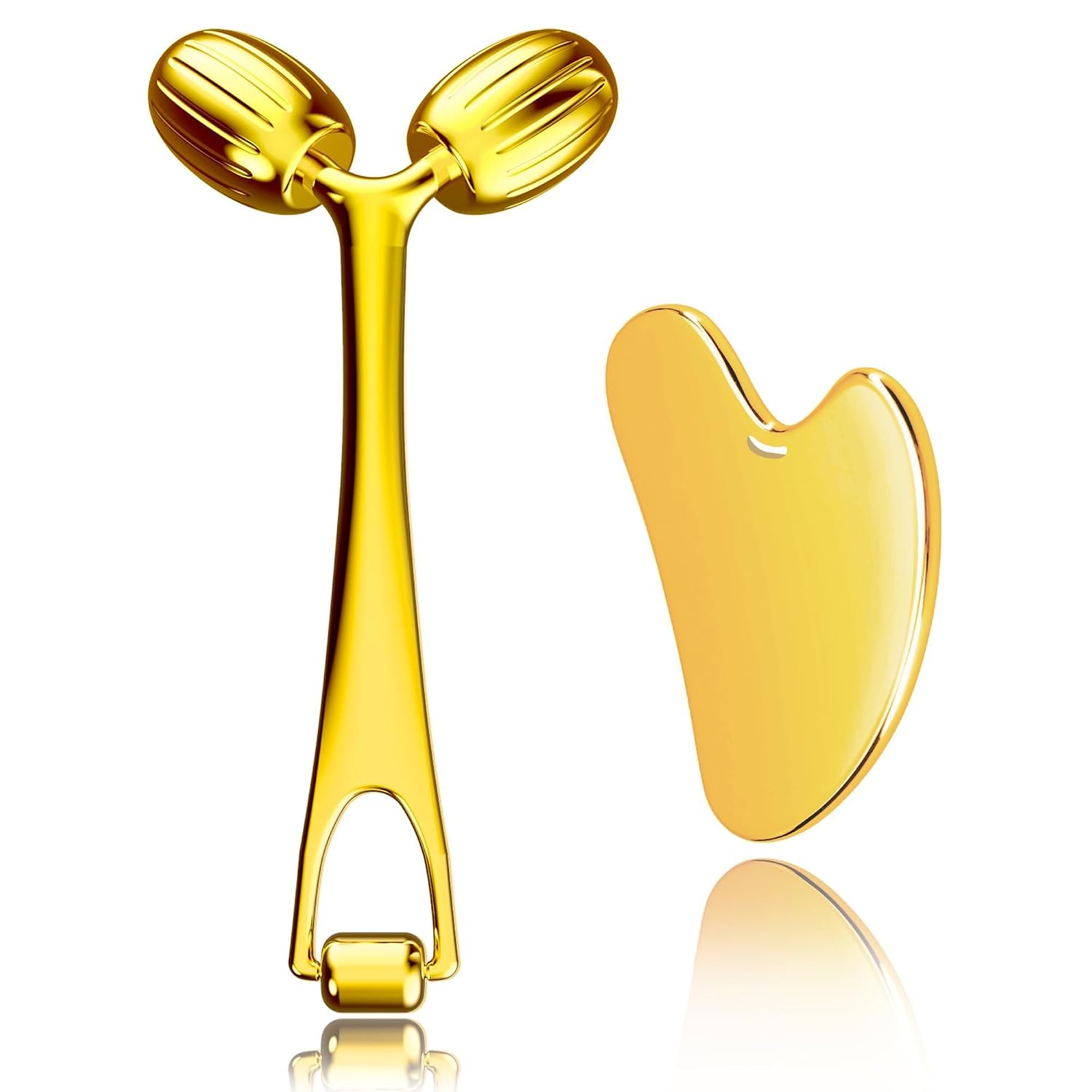 SET DE MASAJE FACIAL YEAMON GUA SHA Y RODILLO DE ACERO INOXIDABLE - 1