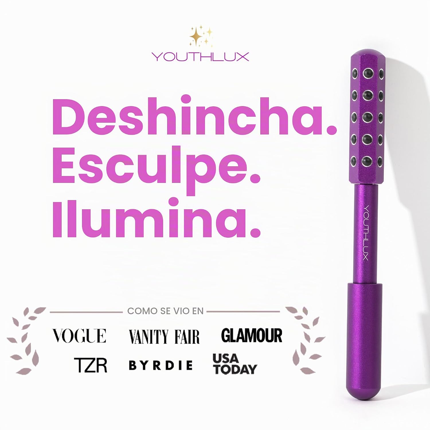 RODILLO FACIAL YOUTHLUX RADIANCE ROLLER PIEDRA DE GERMANIO MORADO - 2