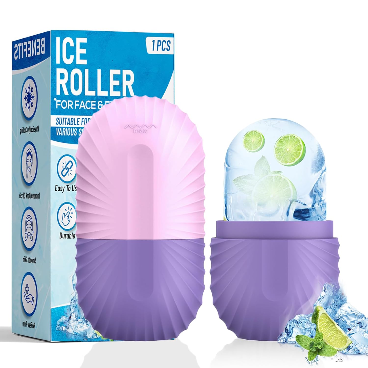 RODILLO DE HIELO PARA ROSTRO Y OJOS ZPU MORADO - 1