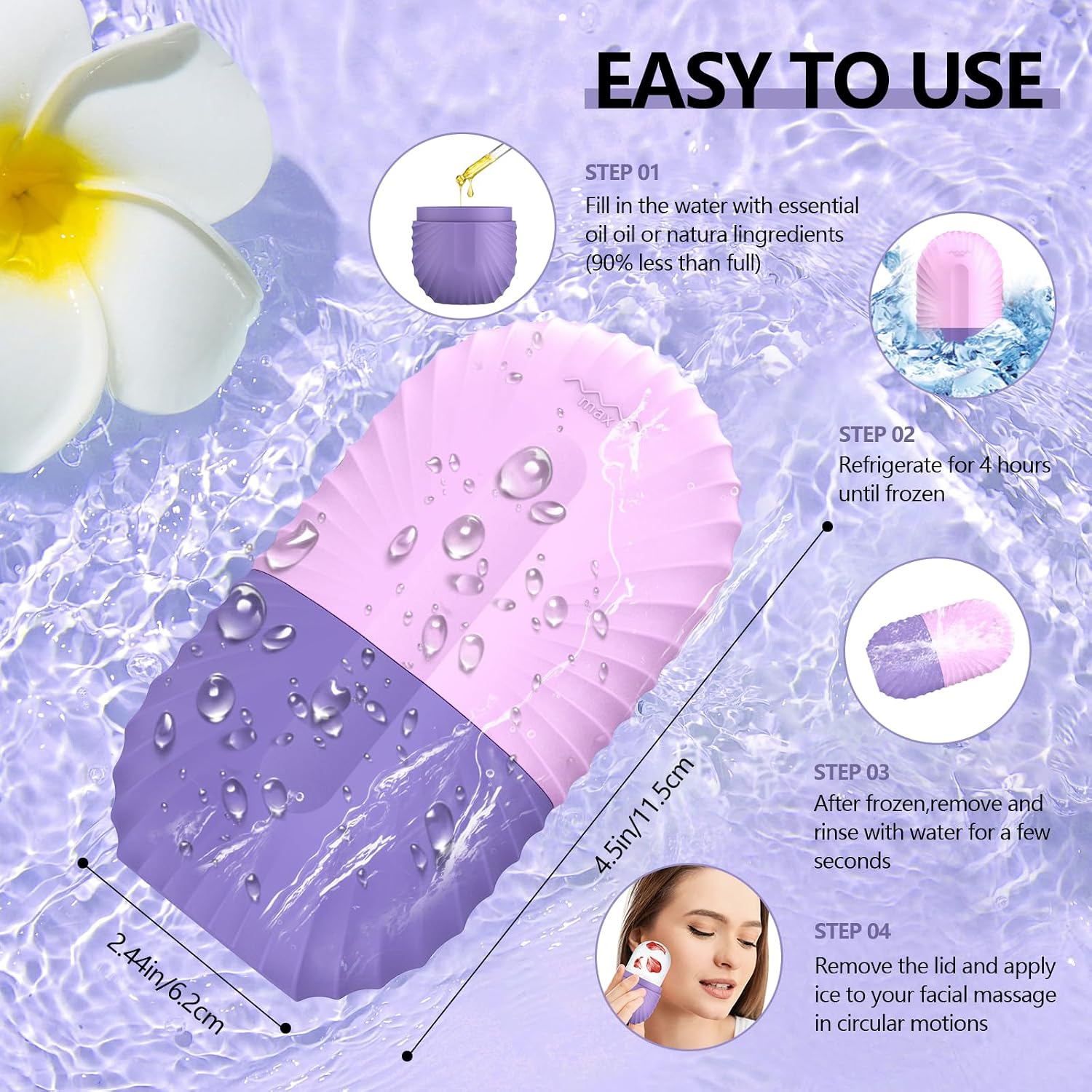 RODILLO DE HIELO PARA ROSTRO Y OJOS ZPU MORADO - 5