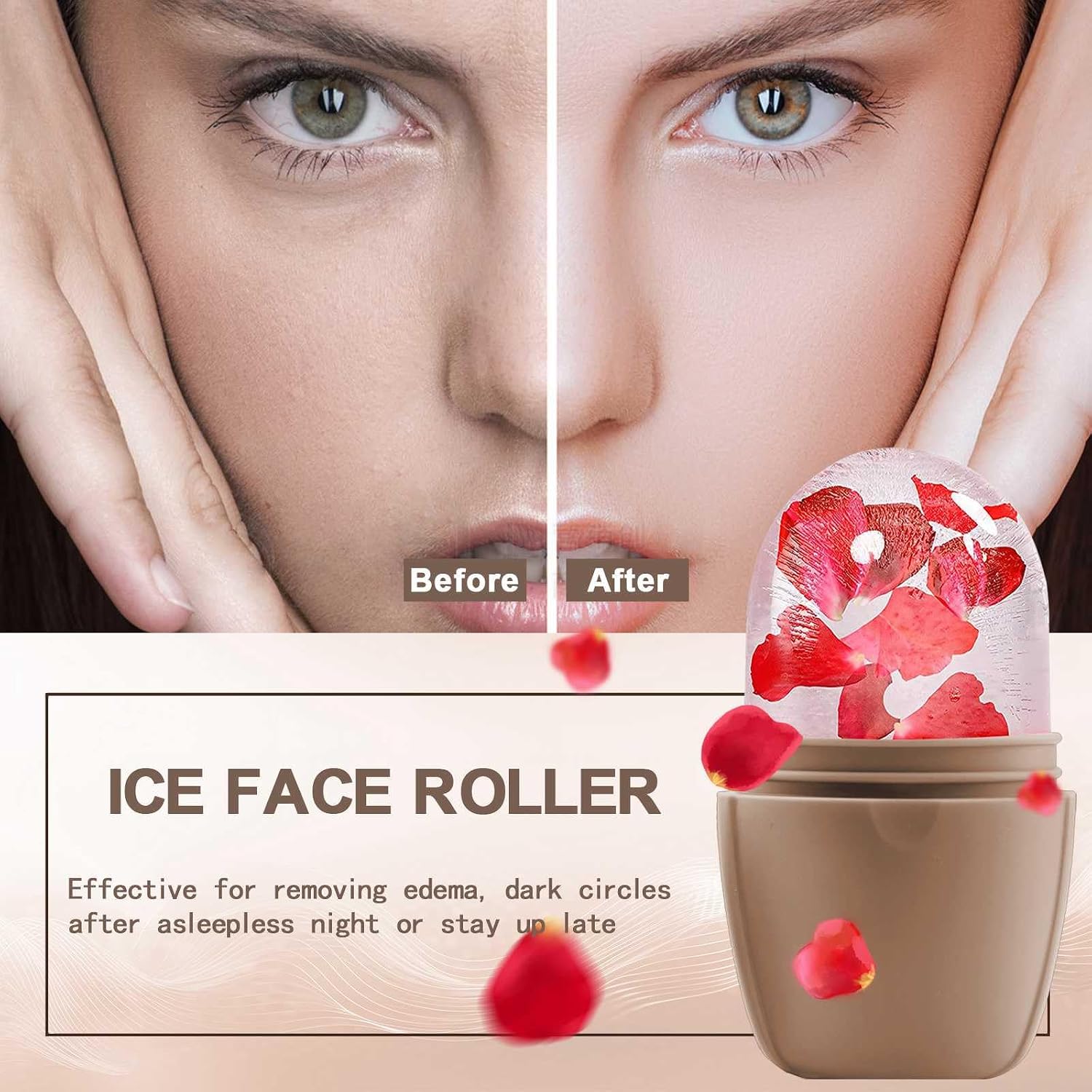 RODILLO DE HIELO PARA ROSTRO XHJRI MOLDE DE SILICONA CAFÉ - 2