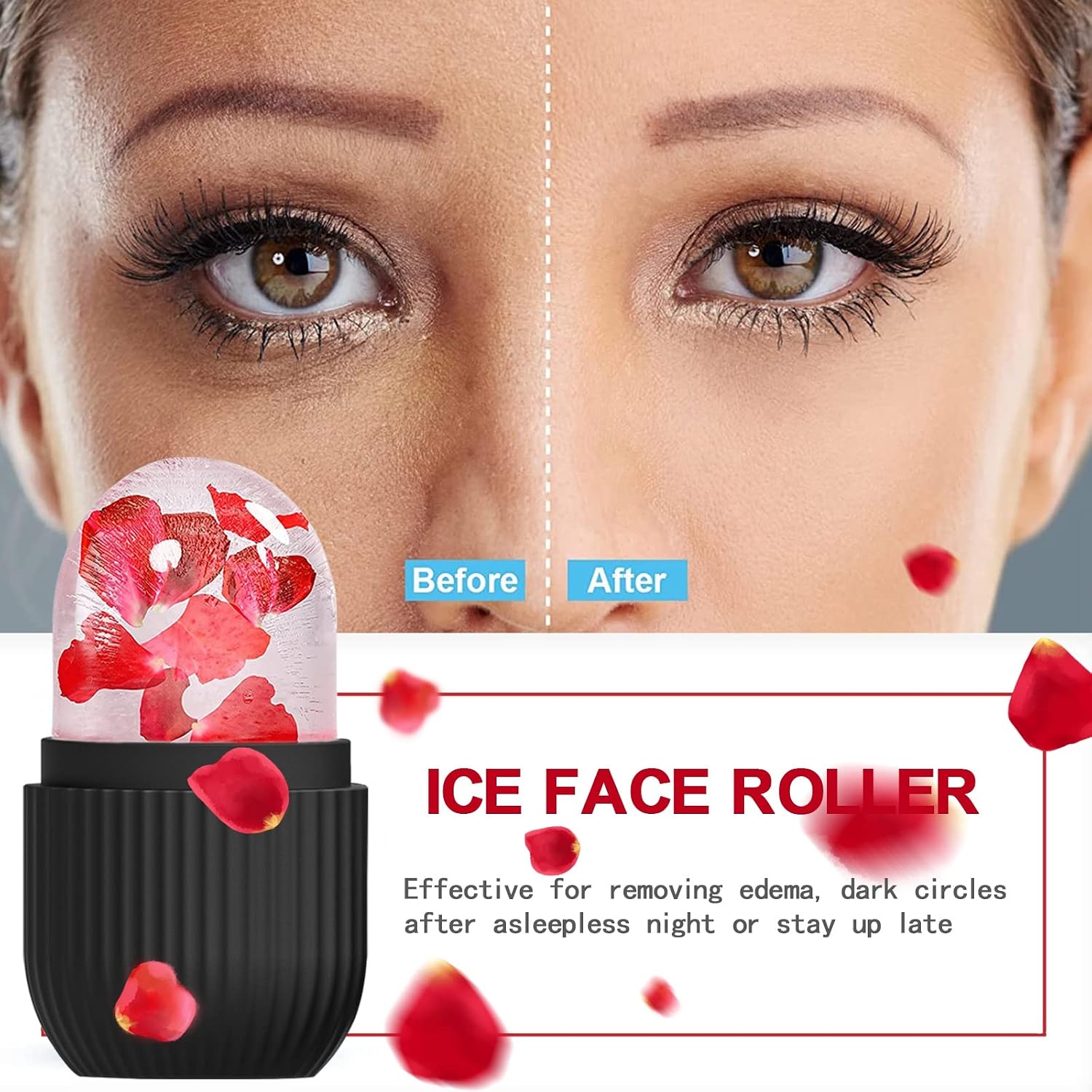RODILLO FACIAL DE HIELO XHJRI NEGRO PARA MASAJE Y CUIDADO DE PIEL - 3