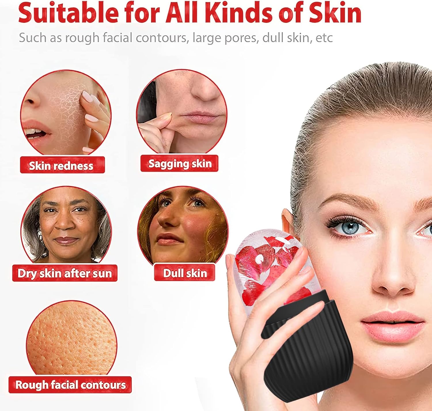 RODILLO FACIAL DE HIELO XHJRI NEGRO PARA MASAJE Y CUIDADO DE PIEL - 5