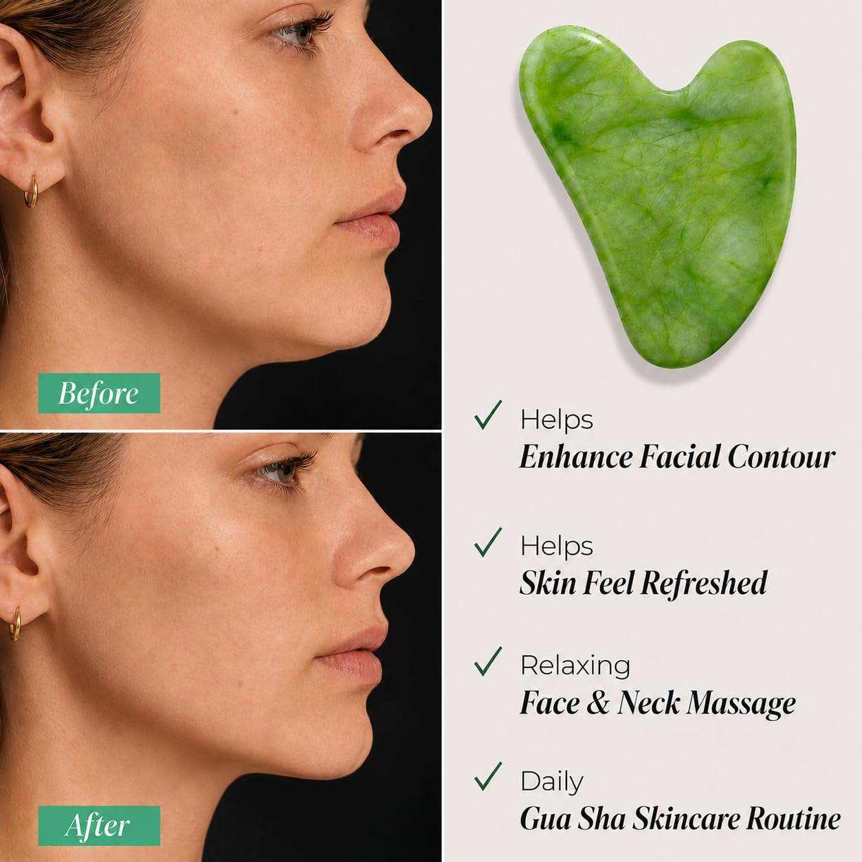 RODILLO FACIAL HOOPLE ICE ROLLER Y GUA SHA SET ROSA Y VERDE - 5