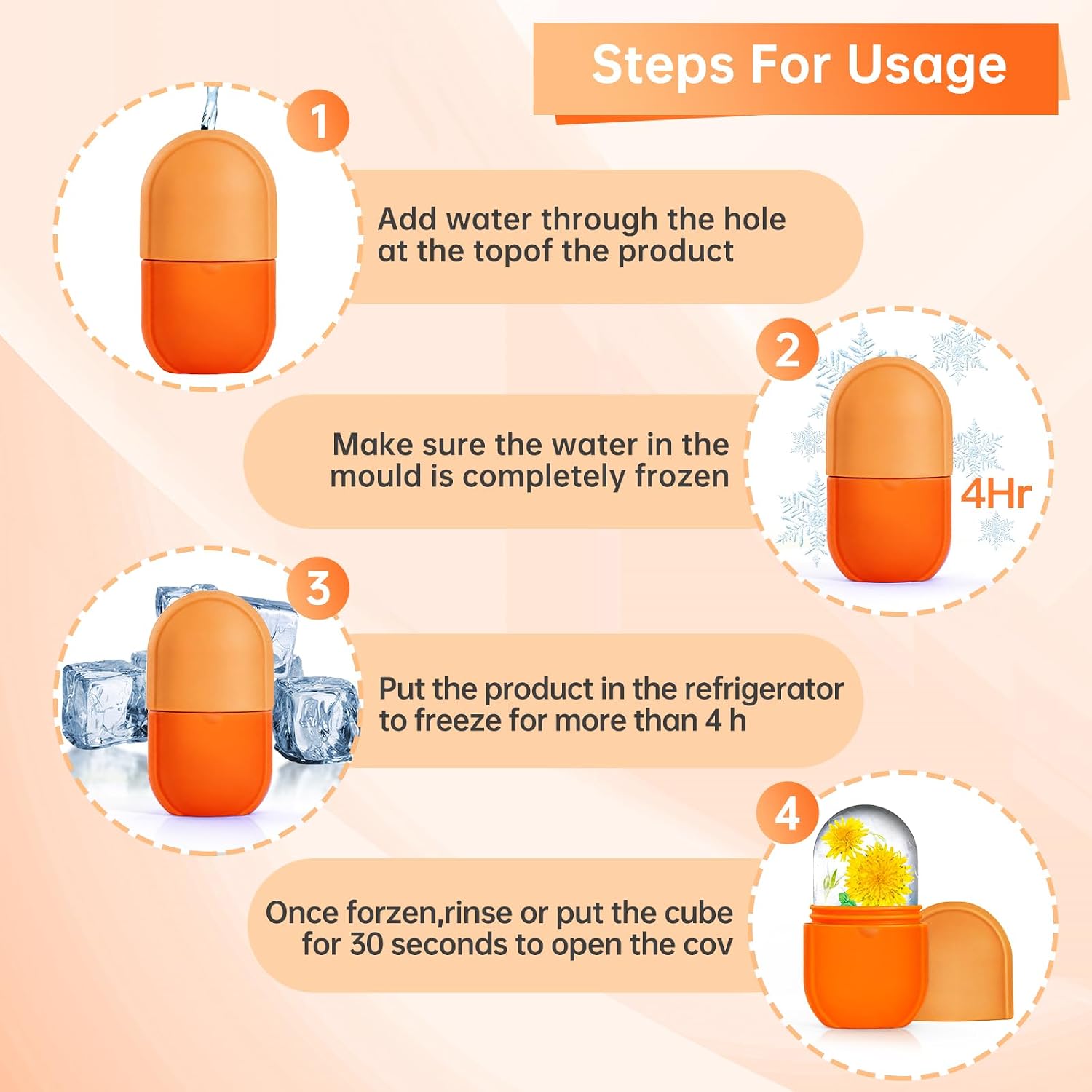 RODILLO DE HIELO PARA ROSTRO Y OJOS IMEASY NARANJA - 4