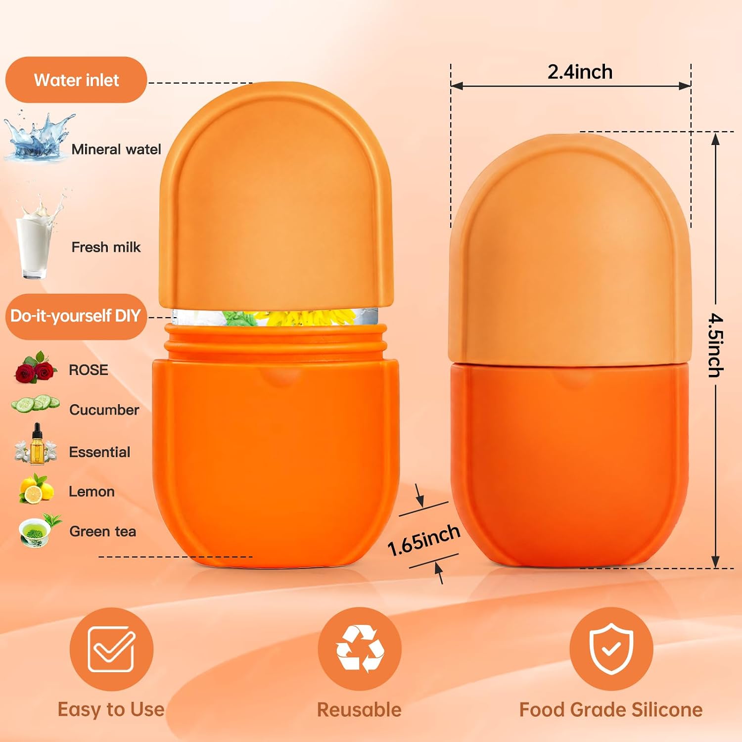RODILLO DE HIELO PARA ROSTRO Y OJOS IMEASY NARANJA - 5