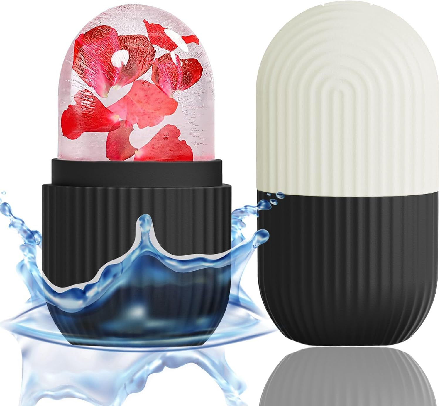 RODILLO DE HIELO PARA ROSTRO XHJRI RECARGABLE NEGRO Y BLANCO - 1