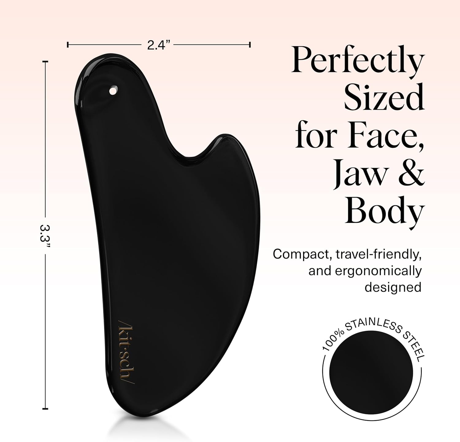 HERRAMIENTA GUASHA PARA ROSTRO KITSCH ACERO INOXIDABLE NEGRO MATE - 5