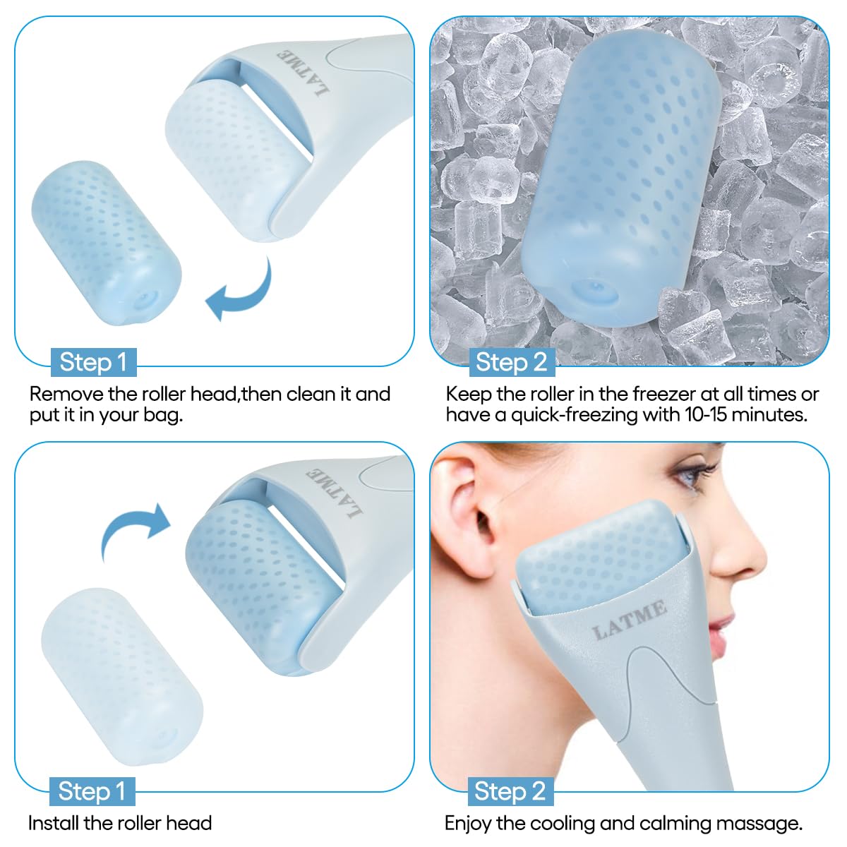 RODILLO DE HIELO PARA ROSTRO Y OJOS LATME SMOGGY BLUE - 5