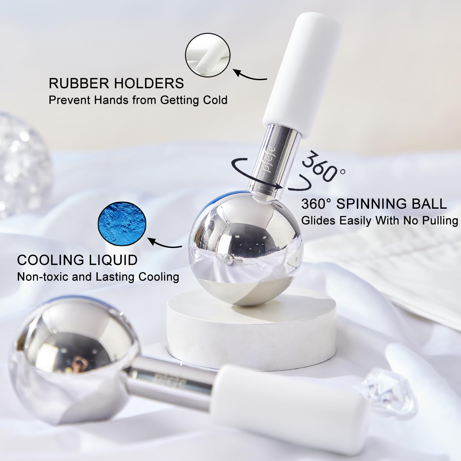 RODILLOS FACIALES PFEFE CRYO STICKS DE ACERO INOXIDABLE 360° - 2