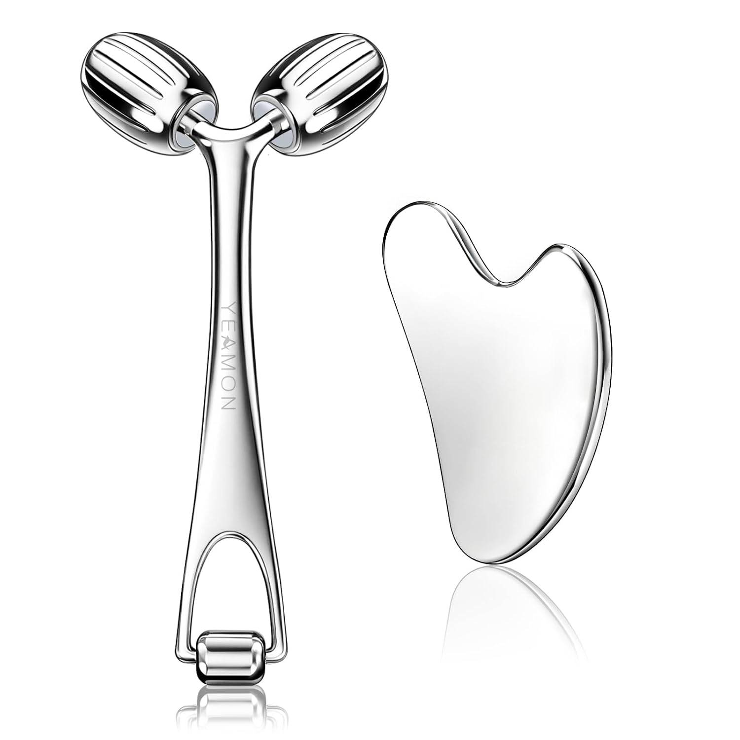 RODILLO FACIAL Y GUA SHA YEAMON ACERO INOXIDABLE - 1