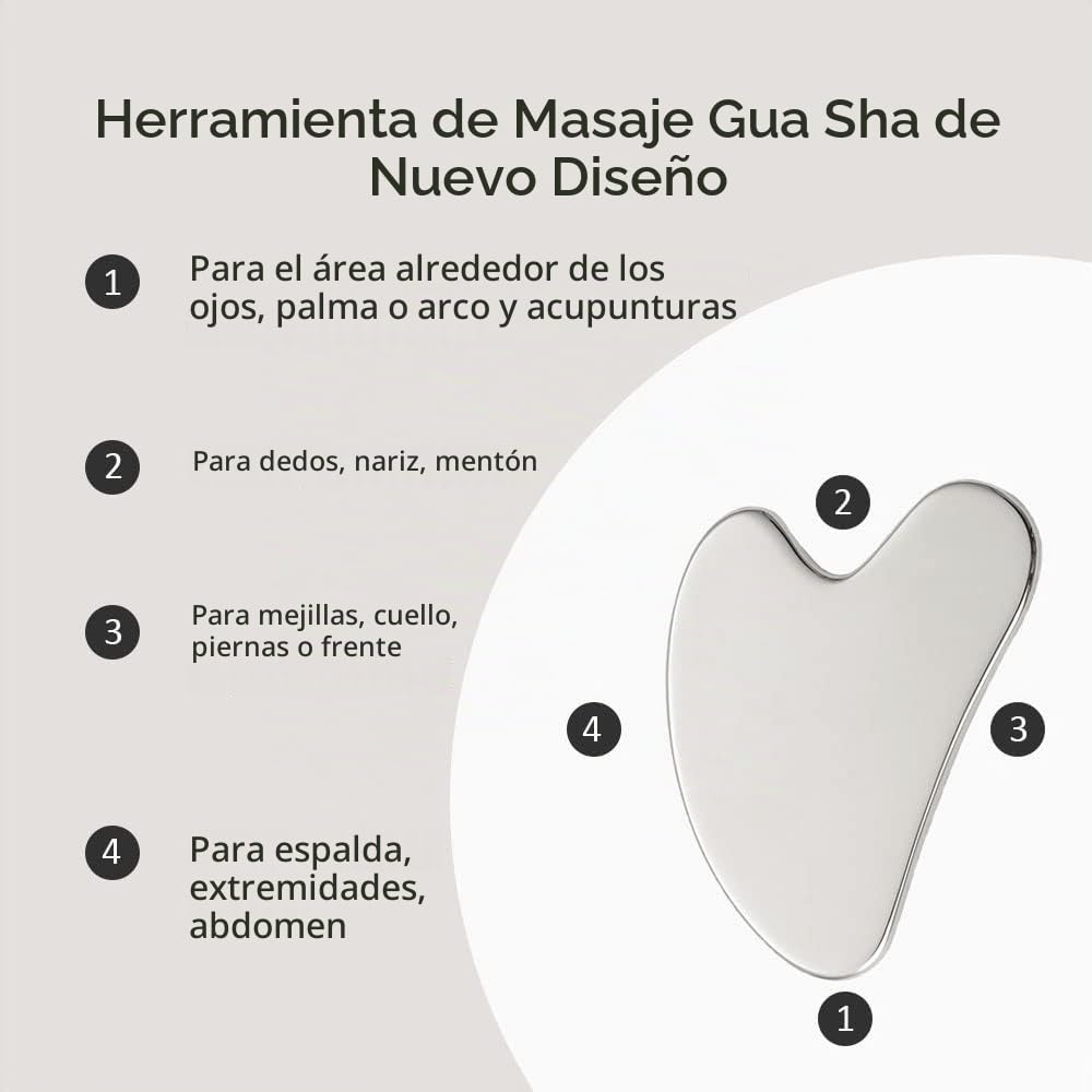 RODILLO FACIAL Y GUA SHA YEAMON ACERO INOXIDABLE - 4
