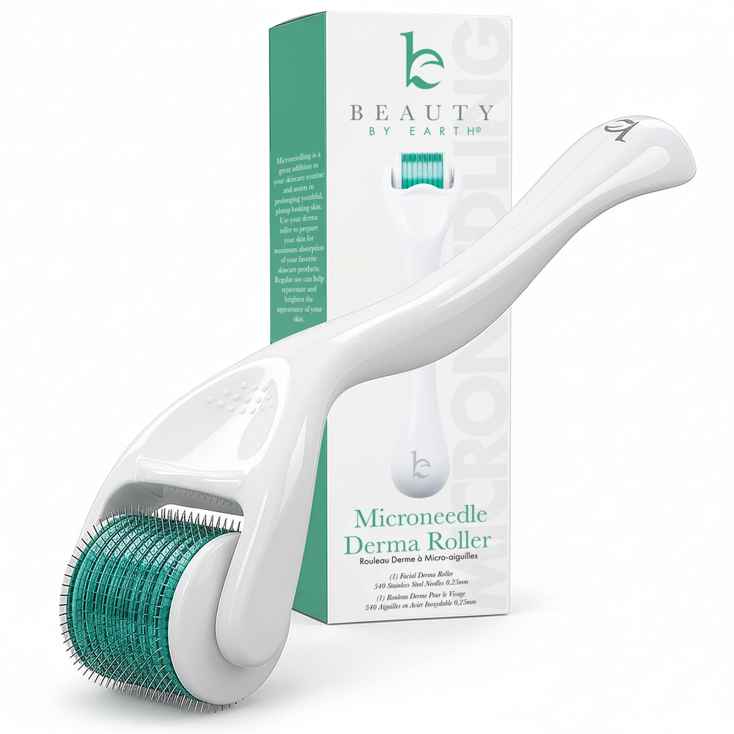 RODILLO DERMA ROLLER BEAUTY BY EARTH 540 MICROAGUJAS 0.25 MM PARA ROSTRO, BARBA Y CUERO CABELLUDO - 1
