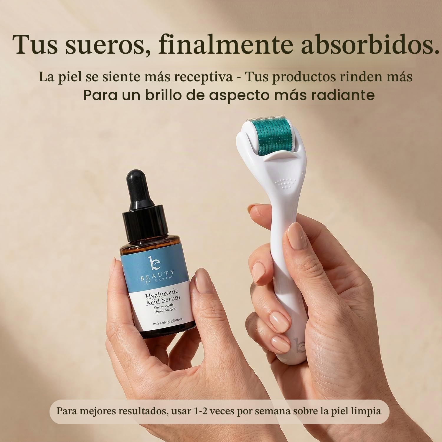 RODILLO DERMA ROLLER BEAUTY BY EARTH 540 MICROAGUJAS 0.25 MM PARA ROSTRO, BARBA Y CUERO CABELLUDO - 3