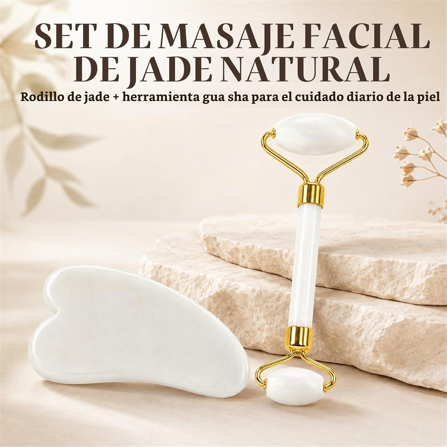 SET DE GUA SHA Y RODILLO DE JADE PARA ROSTRO Y CUERPO YLTNEUQER - 2